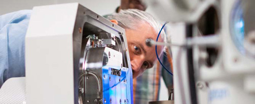 Researchers in lab