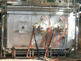 Photograph of the Semi-industrial scale High Temperature Air Combustion (HiTAC) furnace at the Unit of Processes